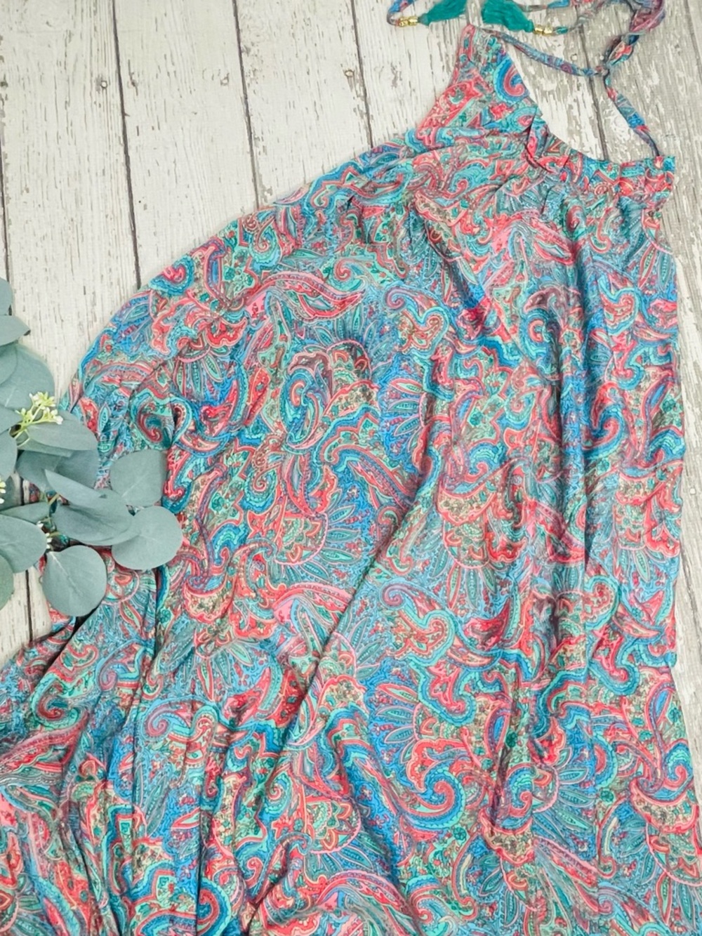 Karma Highway Paisley Halter Ruffled Dress